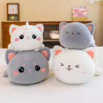 Squishy-Kawaii-Cat-Doll-Plush-Toy-Lying-Big-Eyes-Emotional-Grey-White-Kitten-Soft-Pillow-Appeasing